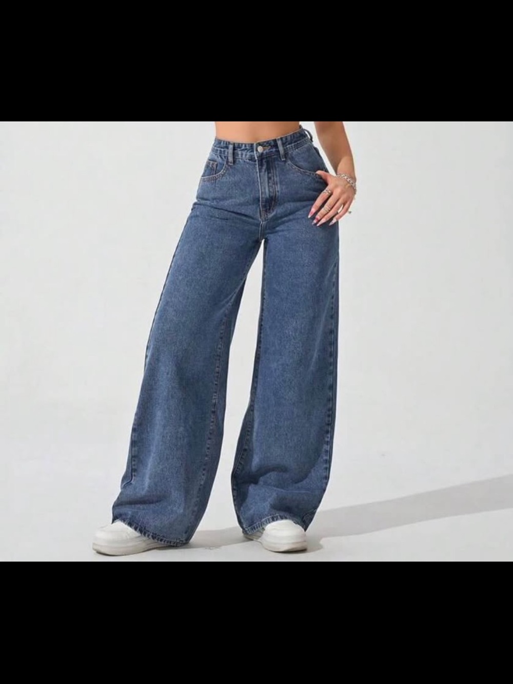 Wide Leg High-Rise Blue Denim Jeans for Women